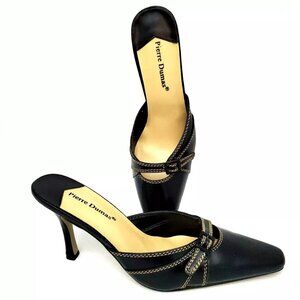 Pierre Dumas Stella Women's Size 8.5M Mule Pointed Slide On Heels Black Shoes